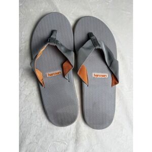 Hari Mari Fields Gray Orange Flip Flop Sandals Mens 13 Comfort Thong Sandals